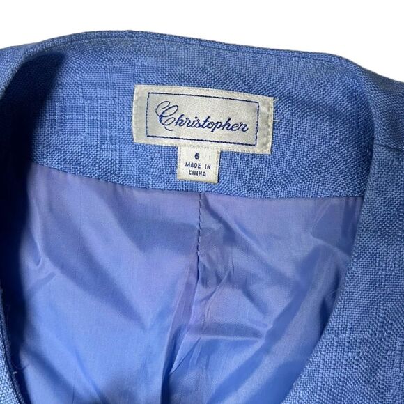 Vintage 90’s Christopher Light Blue Short Sleeve Blazer Shoulder Pads Business - Picture 8 of 8